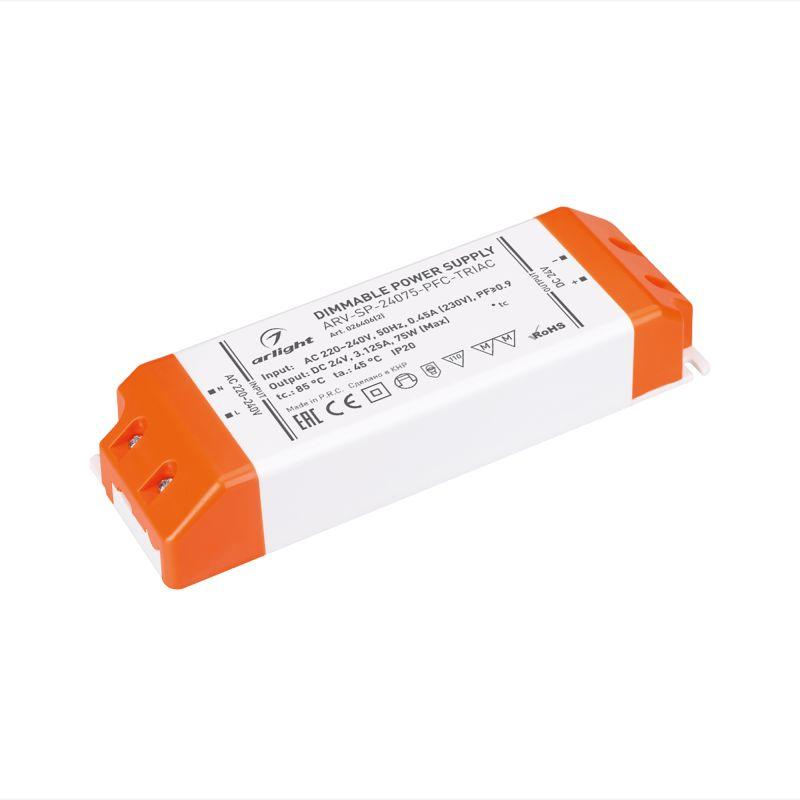 Блок питания ARV-SP-24075-PFC-TRIAC (24В 3.1А 75Вт) IP20 пластик Arlight 026406(2)
