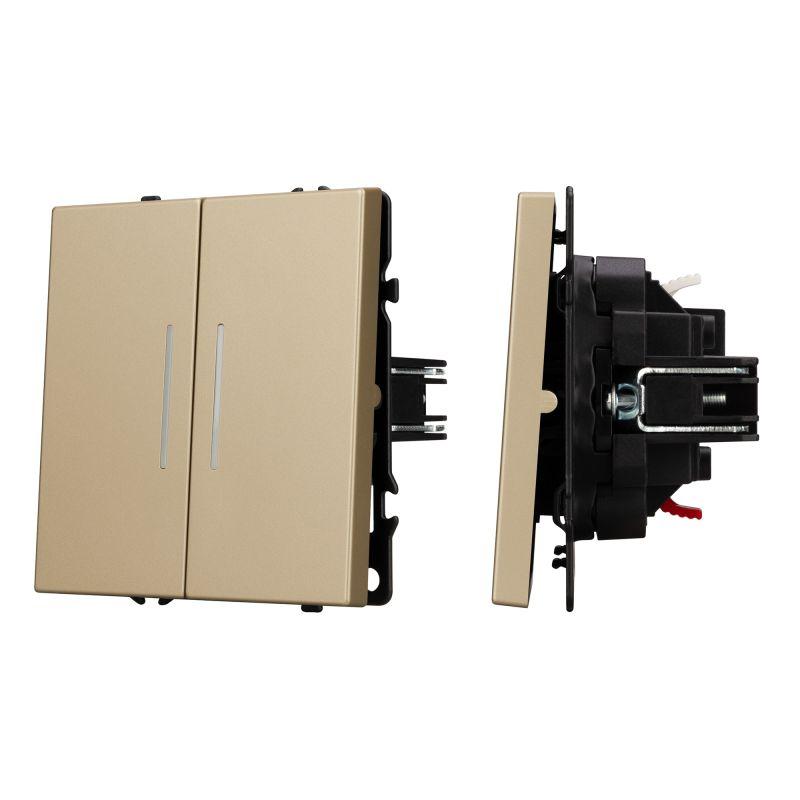 Выключатель непроходной 2-кл. LED SWT-NOBE-MK02-SFPL-L-GD 10А 230В механизм Arlight 054265