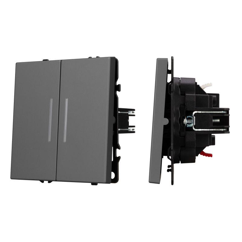 Выключатель непроходной 2-кл. LED SWT-NOBE-MK02-SFPL-L-GR 10А 230В механизм Arlight 054266