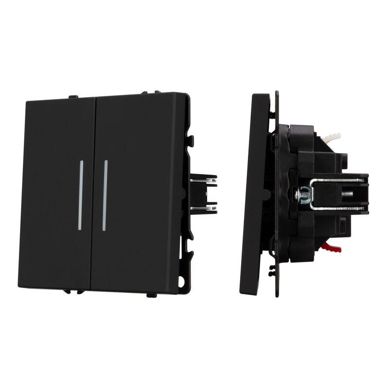 Выключатель проходной 2-кл. LED SWT-NOBE-MKP2-SFPL-L-BK 10А 230В механизм Arlight 054267