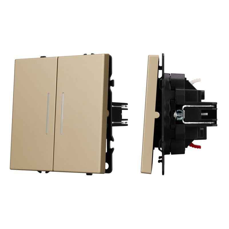 Выключатель проходной 2-кл. LED SWT-NOBE-MKP2-SFPL-L-GD 10А 230В механизм Arlight 054268