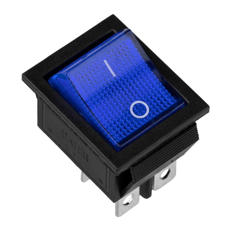 Выключатель клавишный 250В 16А (4с) ON-OFF син. с подсветкой (RWB-502 SC-767 IRS-201-1) блист. Rexant 06-0306-B