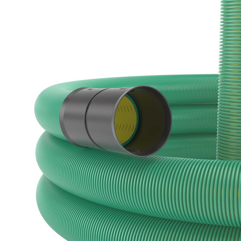 Труба гофрированная двустенная ПНД гибкая дренажная d90мм без фильтра SN6 перфорация 360град. зел. (уп.50м) DKC 140990