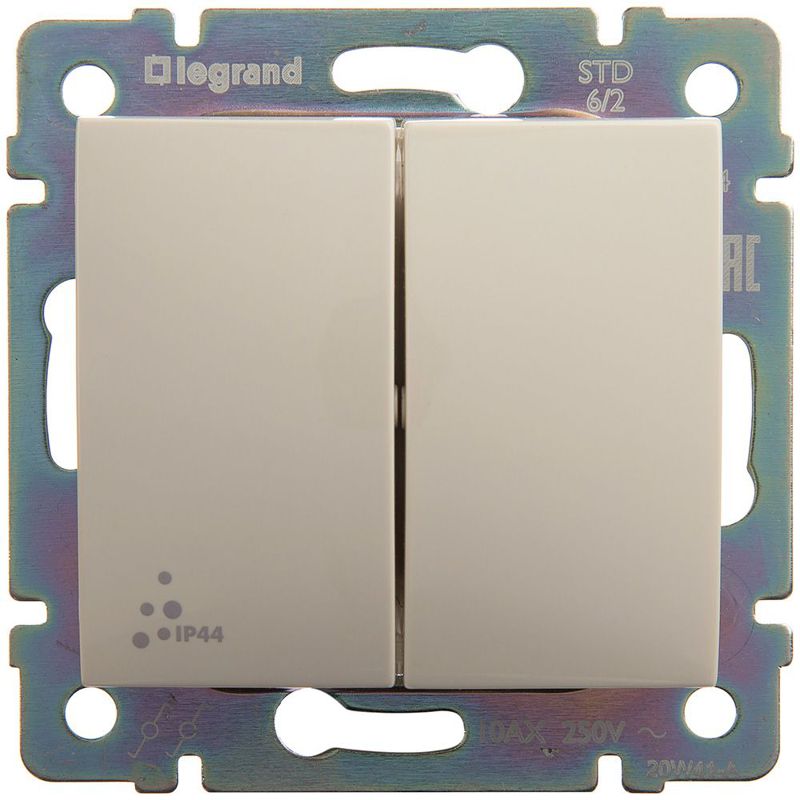 Переключатель проходной 2-кл. СП Valena 10А IP44 250В механизм сл. кость IEK 774198