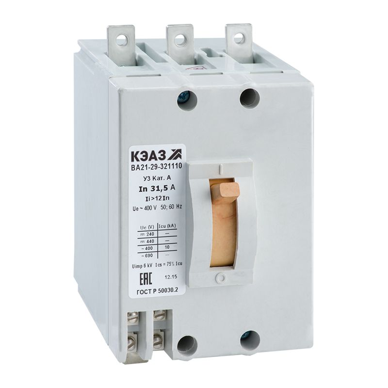 Выключатель автоматический 3п 5А 3Iн 10кА ВА21-29-322210 У3 400В AC КЭАЗ 101702