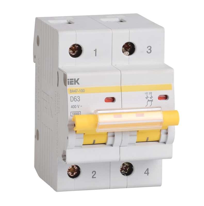 Выключатель автоматический модульный 2п D 10А 10кА ВА47-100 KARAT IEK MVA40-2-010-D