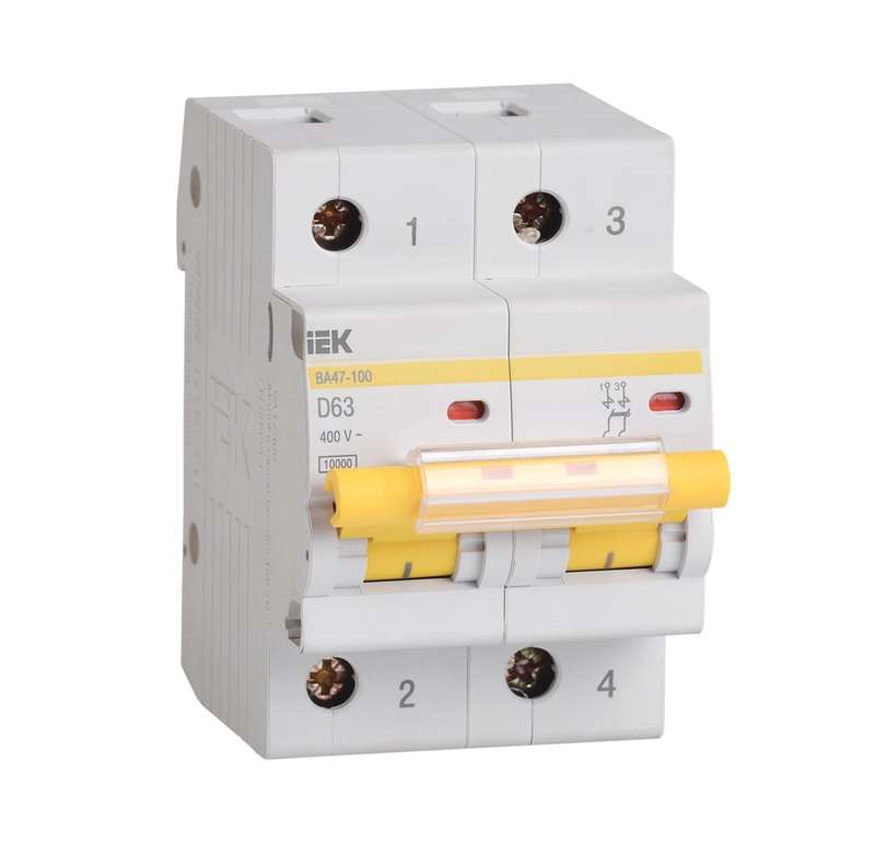 Выключатель автоматический модульный 2п D 63А 10кА ВА47-100 KARAT IEK MVA40-2-063-D