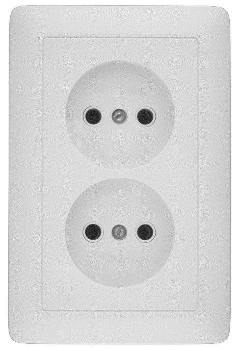 Розетка 2-м СП Прима 10А IP20 без заземл. бел. SchE RS10-407-B