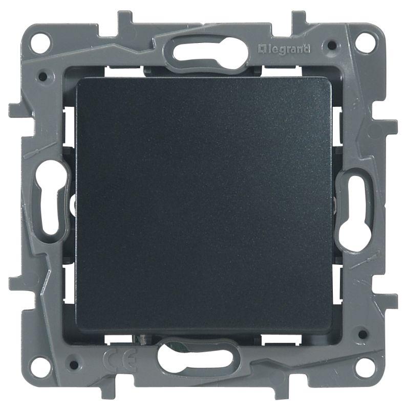 Переключатель 1-кл. СП Etika Plus 10А IP20 10AX авт. зажимы механизм антрацит Leg 672611