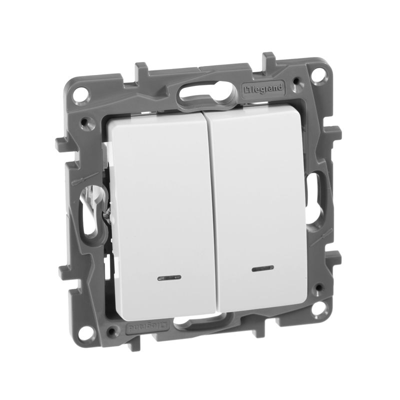 Переключатель 2-кл. СП Etika Plus 10А IP20 250В 10AX с подсветкой безвинтов. зажимы механизм бел. IEK 672216