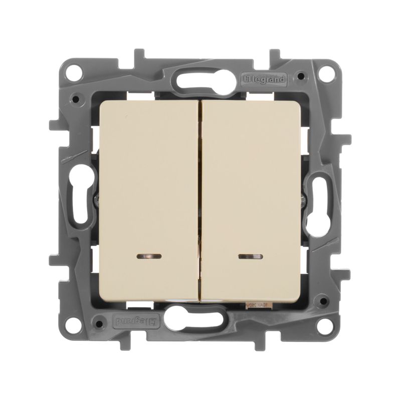 Переключатель 2-кл. СП Etika Plus 10А IP20 250В 10AX с подсветкой безвинтов. зажимы механизм сл. кость IEK 672316