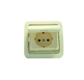 Розетка 1-м СП Mimoza 10А с заземл. с крышкой без вставки бел. Makel 22009