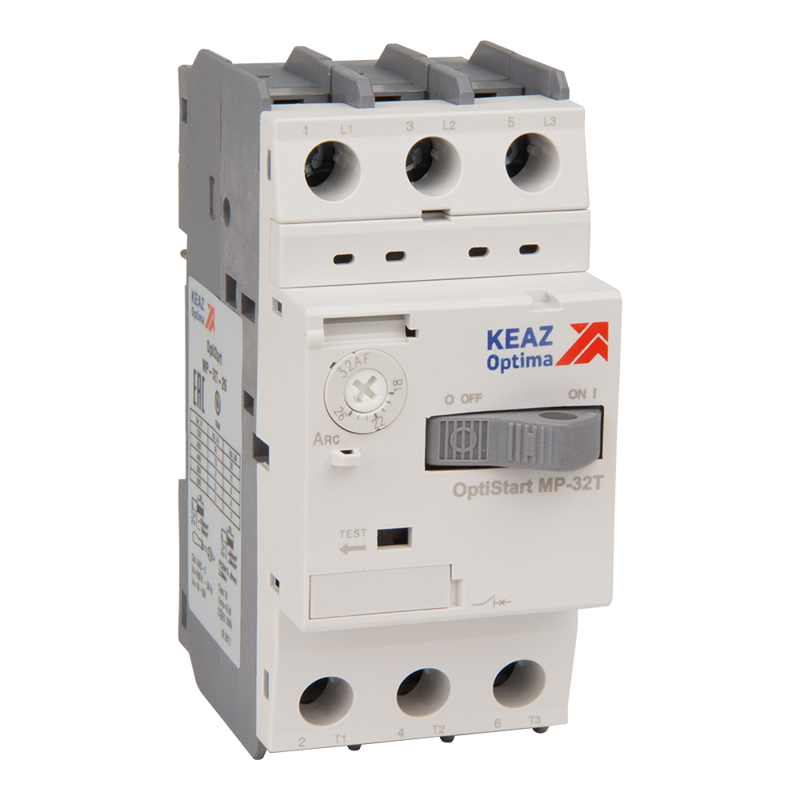 Выключатель автоматический 3п 2.5А диапазон уставок 1.6…2.5А 100кА OptiStart MP 32T КЭАЗ 115740