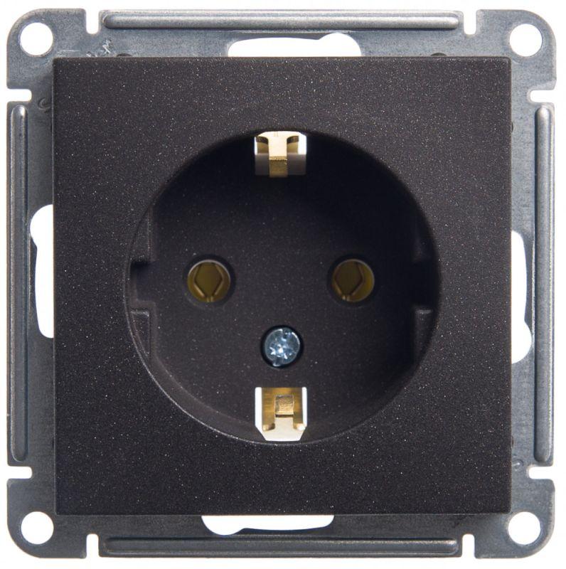 Розетка 1-м СП W59 16А IP20 с заземл. без защ. шторок механизм черн. бархат SE RS16-154-6-86