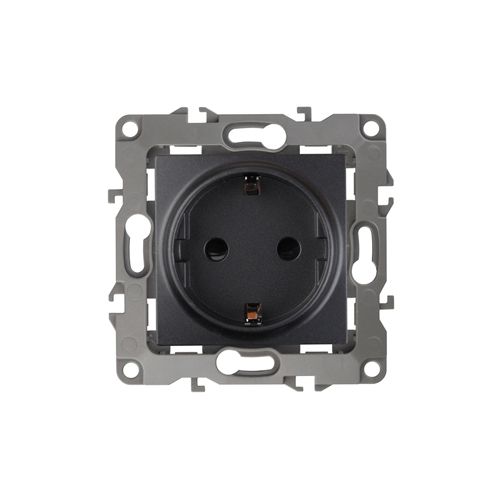 Розетка 1-м СП Эра12 12-2001-05 16А IP20 16AX 250В 2P+E Schuko без монтаж. лапок механизм антрацит Эра Б0014685