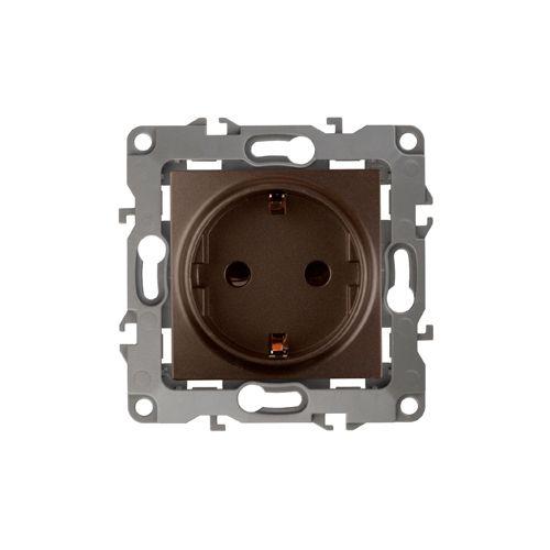 Розетка 1-м СП Эра12 12-2001-13 16А IP20 16AX 250В 2P+E Schuko без монтаж. лапок механизм бронз. Эра Б0019308
