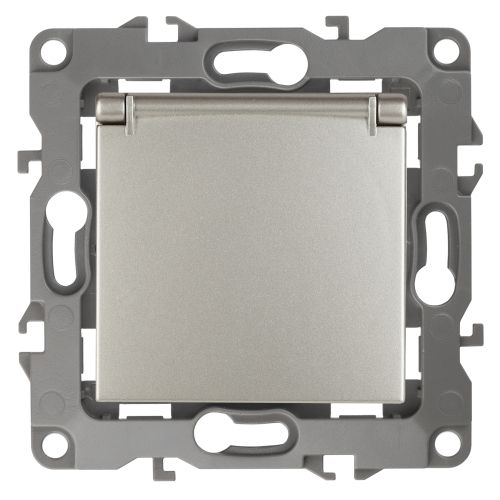 Розетка 1-м СП Эра12 12-2103-15 16А IP20 16AX 250В 2P+E Schuko защ. шторки с крышкой механизм перламутр. Эра Б0019330