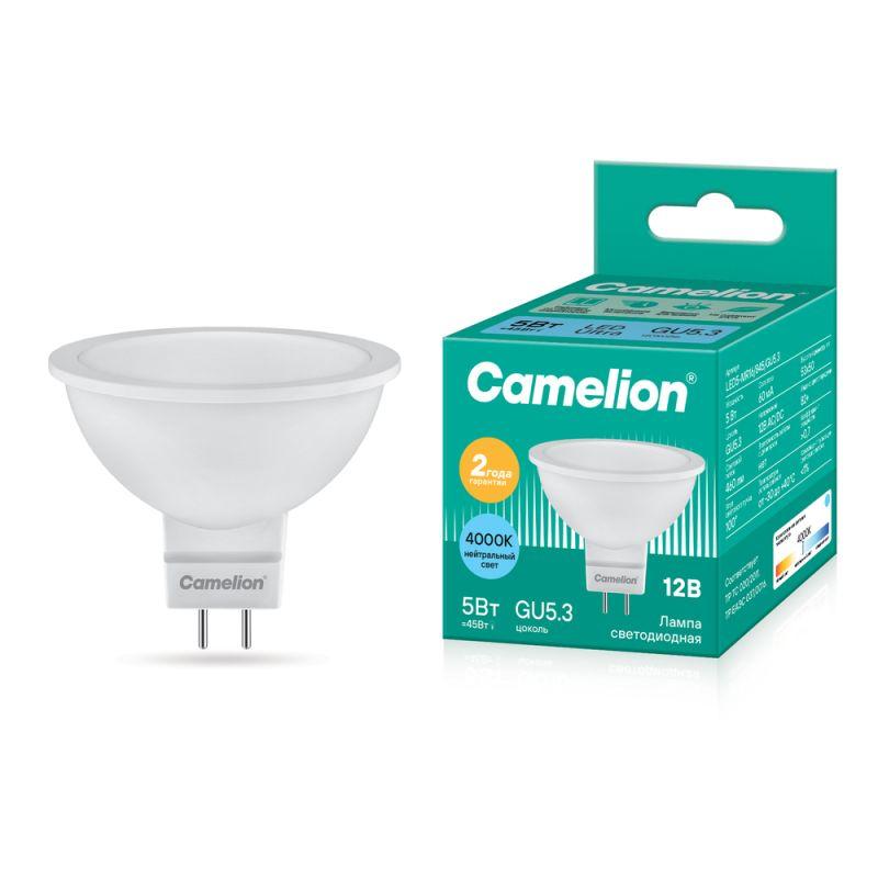 Лампа светодиодная LED5-MR16/845/GU5.3 5Вт 4500К бел. GU5.3 385лм 12В Camelion 12026
