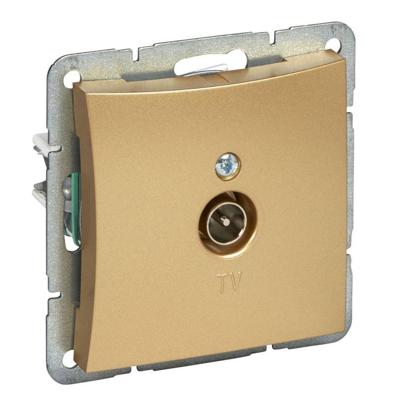 Розетка телевизионная TV 1-м СП Дуэт 0.7дБ коннектор механизм шампань SchE WDE000491