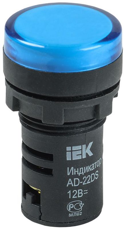Лампа светосигнальная AD22DS d22мм 12В AC/DC син. KARAT IEK BLS10-ADDS-012-K07