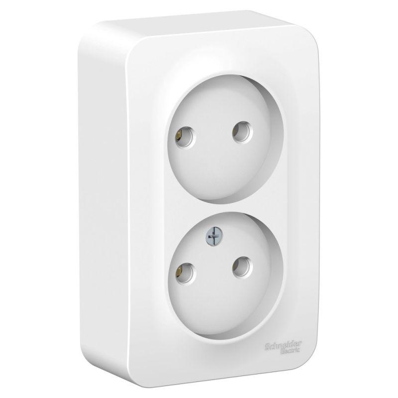 Розетка 2-м ОП Blanca 16А IP20 250В без заземл. без защ. шторок с металлич. пластиной бел. SE BLNRA000221