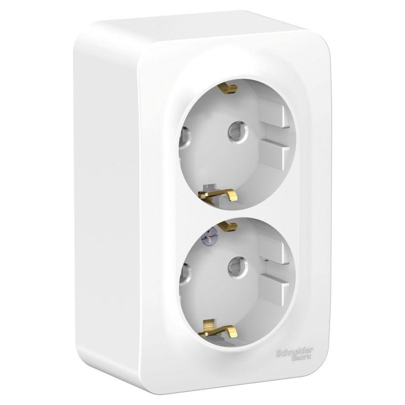 Розетка 2-м ОП Blanca 16А IP20 250В с заземл. защ. шторки с металлич. пластиной бел. SE BLNRA011221