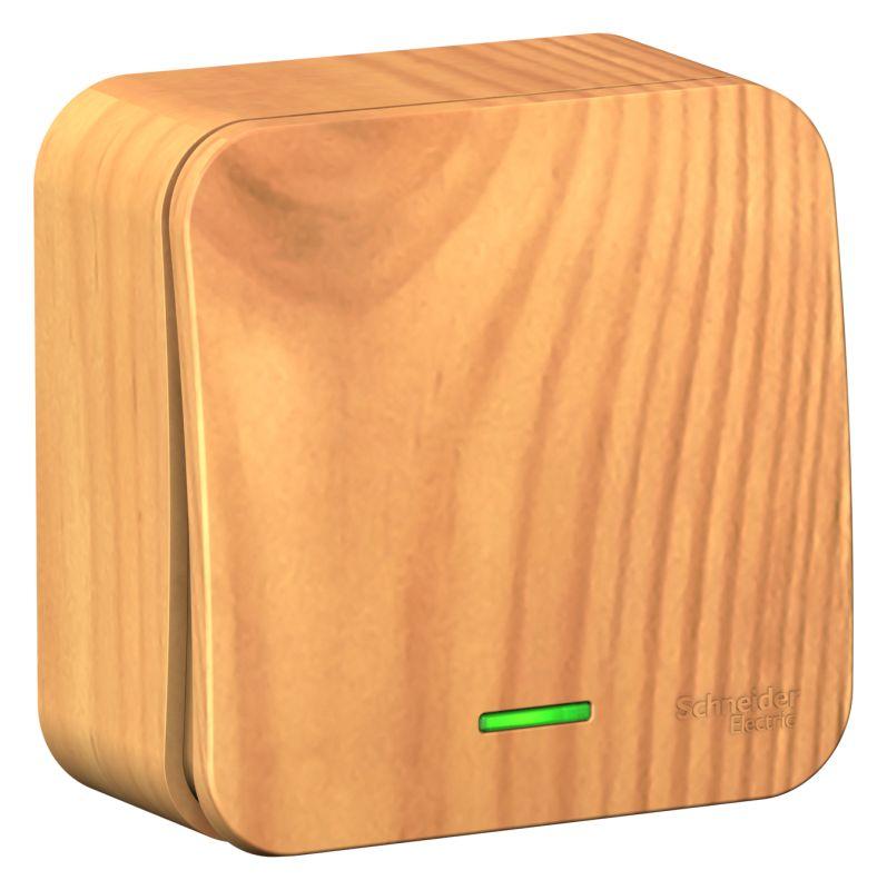 Переключатель проходной 1-кл. ОП Blanca 10А IP20 (сх. 6) 250В с подсветкой с изолир. пластиной ясень SE BLNVA106115