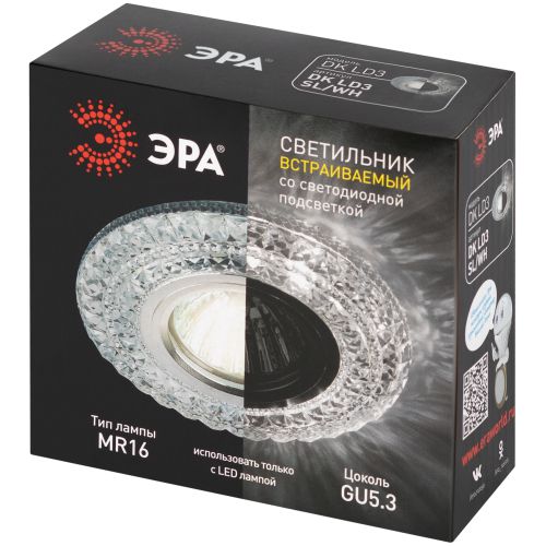 Светильник светодиодный DK LD3 SL/WH декор со светодиодной подсветкой (белый) прозр. ЭРА Б0019202