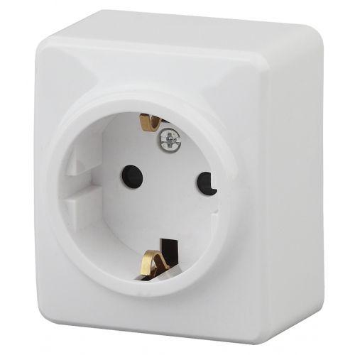 Розетка 1-м ОП Эра Эксперт 11-2204-01 16А IP20 16AX 250В 2P+E Schuko защ. шторки бел. Эра Б0020688