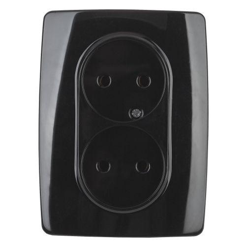 Розетка 2-м СП Эра12 12-2107-06 16А IP20 16AX 250В 2х2P черн. Эра Б0031243