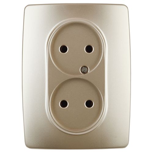 Розетка 2-м СП Эра12 12-2107-04 16А IP20 16AX 250В 2х2P шампань Эра Б0031241