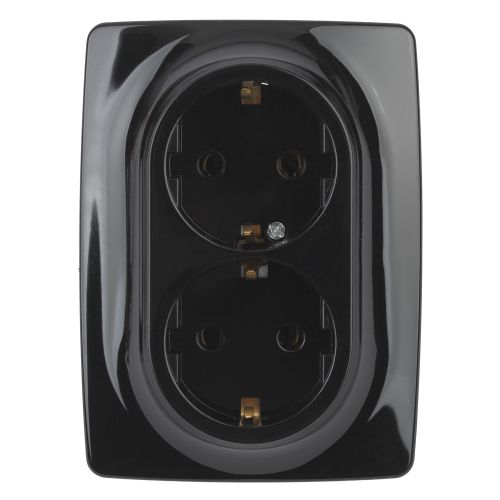 Розетка 2-м СП Эра12 12-2106-06 16А IP20 16AX 250В 2х2P+E Schuko черн. Эра Б0031233