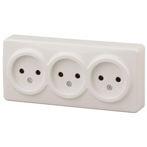 Розетка 3-м ОП Эра Эксперт 11-2207-02 16А IP20 250В 3х2P сл. кость Эра Б0020698