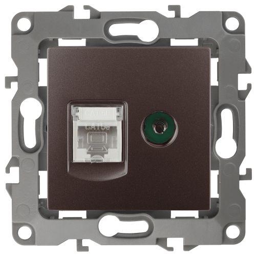 Розетка компьютерная + телевизионная Эра12 12-3110-13 RJ45 + TV IP20 бронз. Эра Б0027448