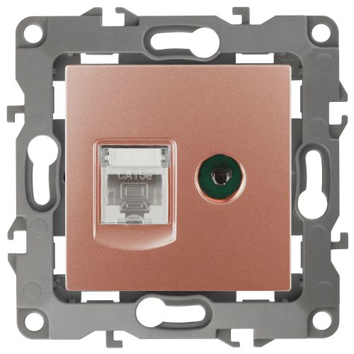 Розетка компьютерная + телевизионная Эра12 12-3110-14 RJ45 + TV IP20 медь Эра Б0027449