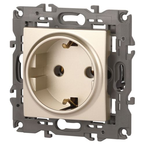 Розетка 1-м СП Эра Elegance 14-2101-04 16А IP20 16AX 250В 2P+E Schuko шампань Эра Б0034268