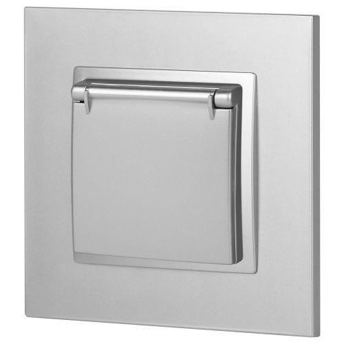 Розетка 1-м СП Эра Elegance 14-2103-03 16А IP20 16AX 250В 2P+E Schuko защ. шторки с крышкой алюм. Эра Б0034280