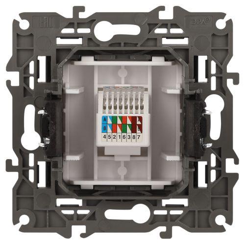 Розетка компьютерная 1-м Elegance 14-3107-05 RJ45 IP20 механизм антрацит Эра Б0034306