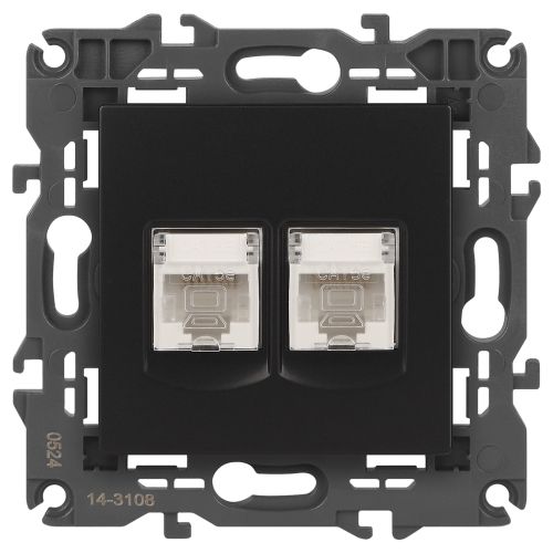 Розетка компьютерная 2-м Elegance 14-3108-05 RJ45 IP20 механизм антрацит Эра Б0034312