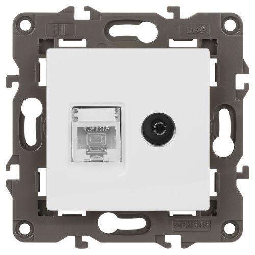 Розетка компьютерная + телевизионная 2-м Elegance 14-3110-01 RJ45 + TV IP20 механизм бел. Эра Б0034314