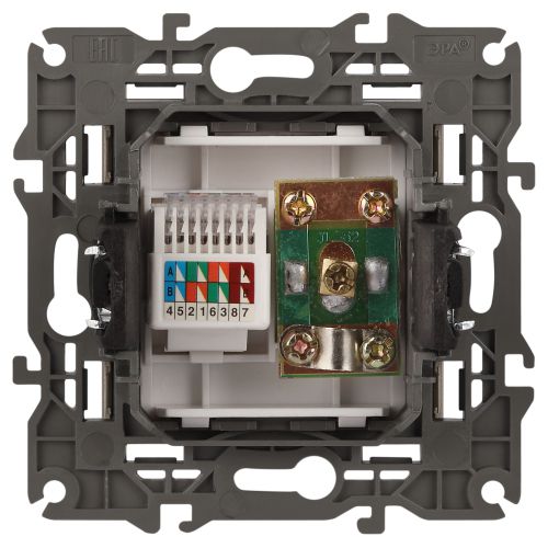 Розетка компьютерная + телевизионная 2-м Elegance 14-3110-04 RJ45 + TV IP20 механизм шампань Эра Б0034317