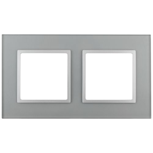 Рамка 2-м 14-5102-03 стекло Elegance алюм.+алюм. ЭРА Б0034490