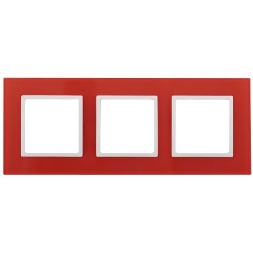 Рамка 3-м 14-5103-23 стекло Elegance красный+бел. ЭРА Б0034514