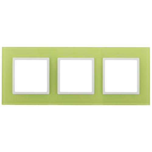 Рамка 3-м 14-5103-26 стекло Elegance лайм+бел. ЭРА Б0034516