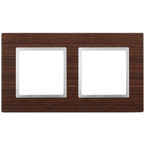Рамка 2-м 14-5302-10 дерево Elegance венге+алюм ЭРА Б0034575