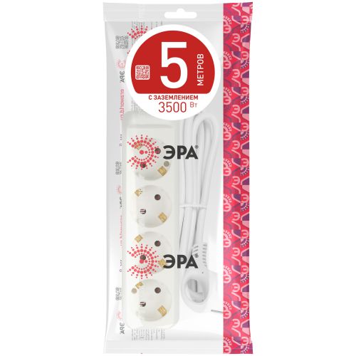 Удлинитель 4х5м с заземл. 16А IP20 U-4e-5m-3х1 ПВС 3х1 Эра Б0028375