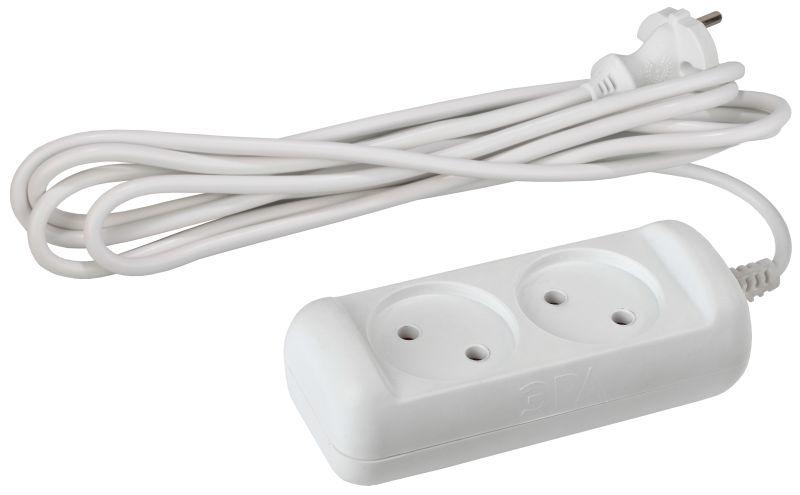 Удлинитель 2х1.5м без заземл. 6А IP20 UX(6)-2-1.5m ПВС 2х0.75 Эра Б0028346