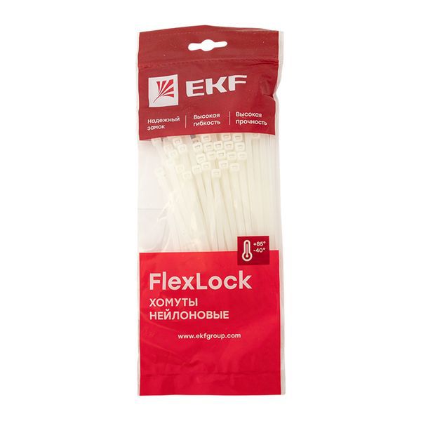 Хомут P6.6 4.6х120 FlexLock стандартный бел. (уп.100шт) PROxima EKF plc-fl-ctsw-4.6x120