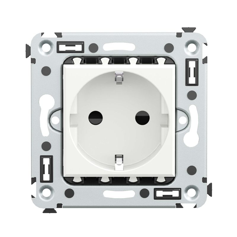 Розетка 1-м СП 2мод. Avanti "Белое облако" 16А IP20 2P+E защ. шторки бел. DKC 4400003