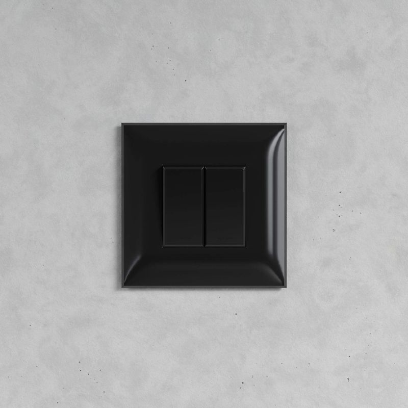 Переключатель 2-кл. 2мод. СП Avanti "Черный квадрат" 16А черн. DKC 4402114